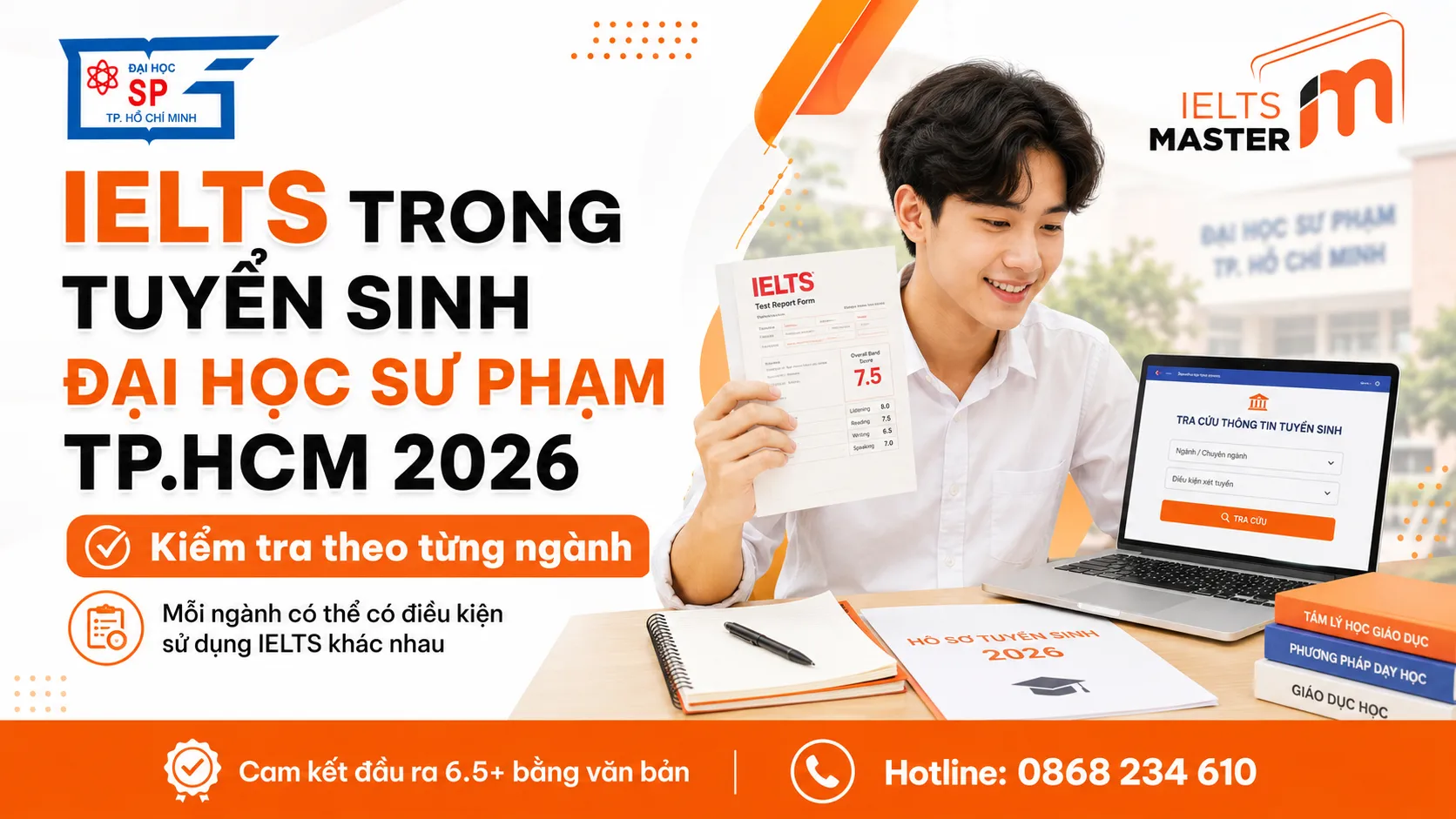 IELTS trong tuyển sinh Đại học Sư phạm TPHCM 2026 cần kiểm tra theo ngành
