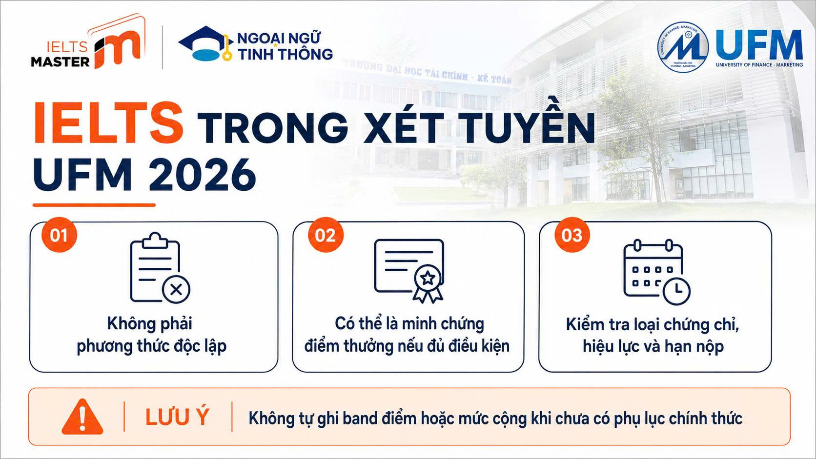 Vai trò của IELTS trong xét tuyển Đại học Tài chính - Marketing 2026
