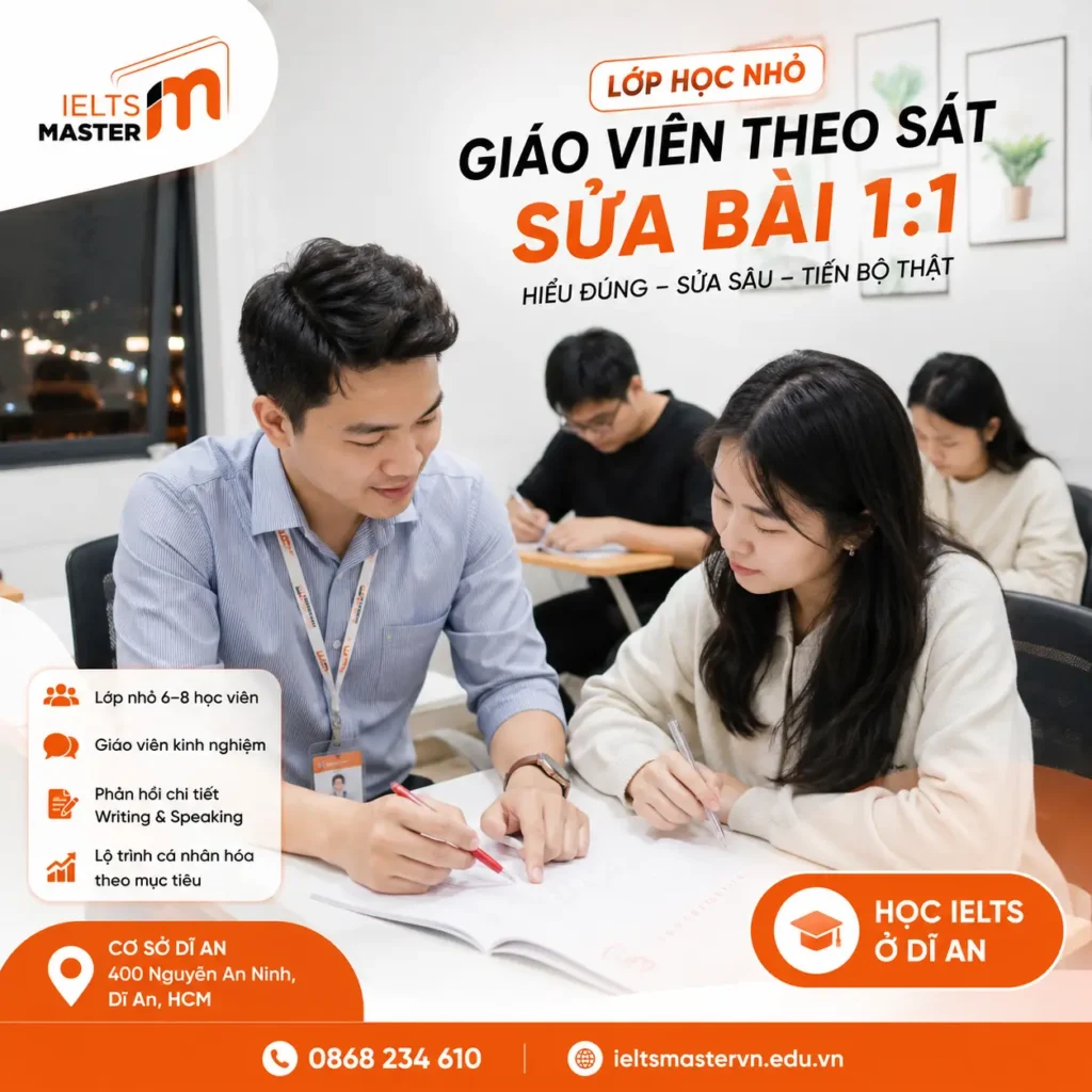 Lớp học IELTS sĩ số nhỏ tại Dĩ An