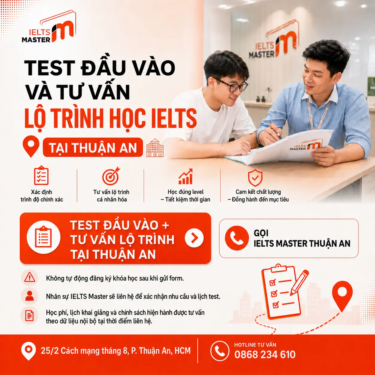 Test đầu vào IELTS miễn phí tại IELTS Master Thuận An