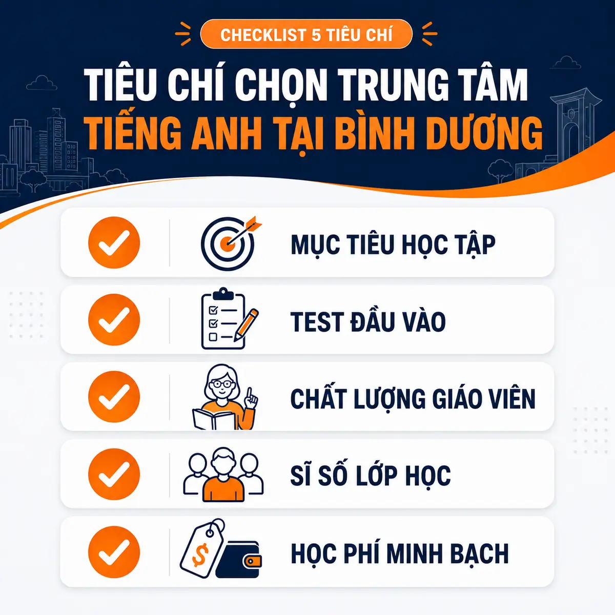 Checklist chọn trung tâm tiếng Anh tại Bình Dương